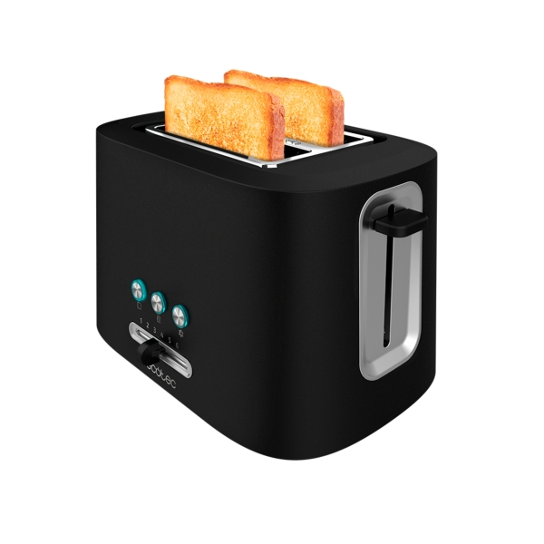 Cecotec Toast and Taste 9000 Double Tostadora de Doble Ranura Extra Ancha - 980W - Acero Inoxidable - 3 Funciones Preconfiguradas - Calienta Panecillos - 6 Niveles - Bandeja Recogemigas - Co