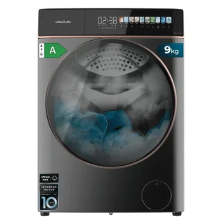 Cecotec Bolero DressCode 9900 Inverter FullColor Steel A Lavadora de Carga Frontal - Capacidad 9kg - Velocidad 1400rpm - Pantalla 10.3" - Puerta XXL - Motor Inverter - 11 Programas - Color G