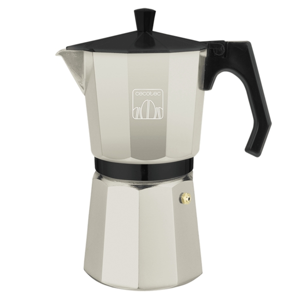 Cecotec Mokclassic 900 Cafetera Italiana para 9 Tazas - Aluminio Fundido - Apta para Gas, Electrica y Vitro - Facil de Desmontar - Junta de Silicona - Valvula de Seguridad - Color Beige