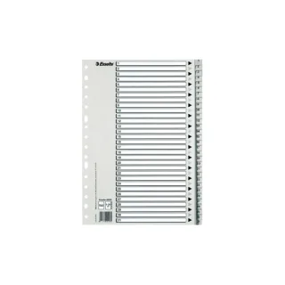 Esselte Indice Numerico de Plastico - Pestañas 1 al 31 - Multitaladro - Formato A4 - Color Gris · Pack de 25 uds.