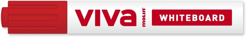 Molin Viva Rotulador para Pizarra Blanca - Punta Redonda de Fibra Sintetica - Trazo 3mm - Tinta con Base de Alcohol - Color Rojo · Pack de 12 uds.