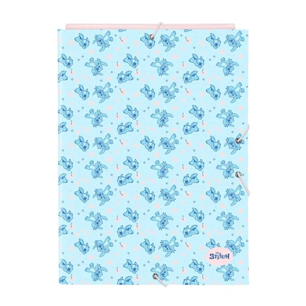 Safta Stitch Ohana Carpeta con 3 Solapas - Tapas Duras Forradas - Formato Folio - Cierre con Gomas - 260x25x335mm - Color Azul Claro