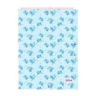 Safta Stitch Ohana Carpeta con 3 Solapas - Tapas Duras Forradas - Formato Folio - Cierre con Gomas - 260x25x335mm - Color Azul Claro