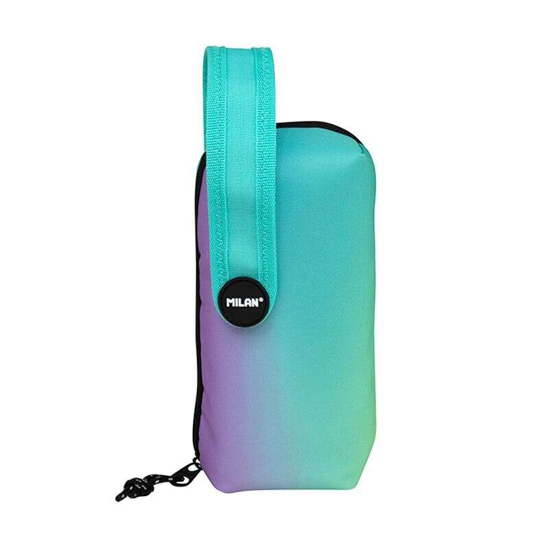 Milan Sunset Green Pack de 4 Estuches Portatodo con Contenido de Serie - Contenido: Goma de Borrar, 2 Sacapuntas, Lapiz de Grafito HB, 3 Boligrafos Capsule, Regla de 15cm, 12 Lapices de Colo