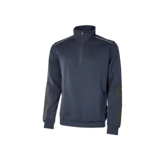Upower Cushy Sudadera Cepillada con Media Cremallera - Talla 2XL - Cuello Alto, Bolsillos Laterales con Cremallera, Refuerzos Antidesgaste, Insertos Reflectantes, Proteccion DPI1 - Color Azu