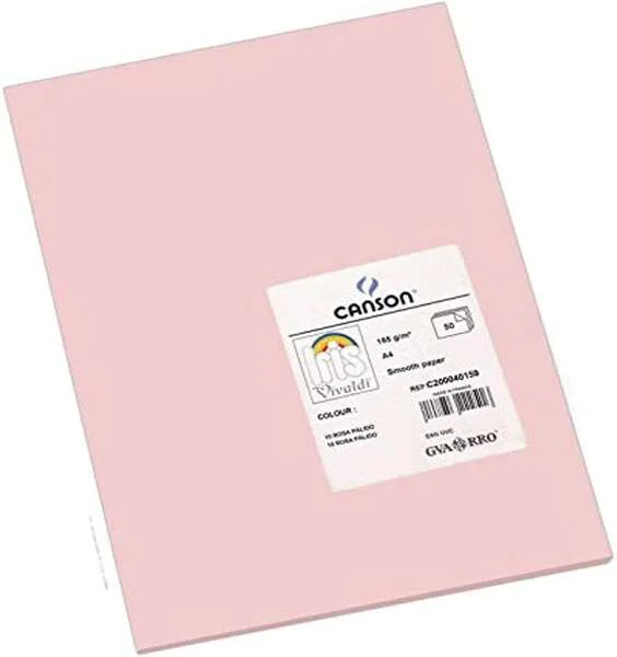 Canson Guarro Pack de 50 Cartulinas Iris A4 de 185g - 21x29.7cm - Color Rosa