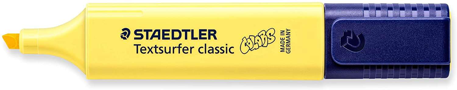 Staedtler Textsurfer Classic 364 Pastel Marcador Fluorescente - Punta Biselada - Trazo entre 1 - 5mm - Tinta con Base de Agua - Color Amarillo Girasol · Pack de 10 uds.