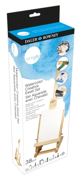 Daler Rowney Simply Pack de 38 Piezas - Set Creativo - Acuarela - Caballete - Colores Surtidos