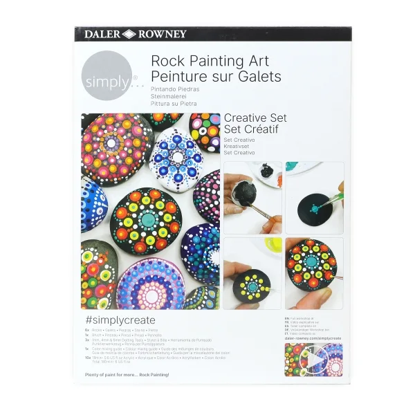 Daler Rowney Simply Creative Pack de Pintura Acrilica - Tematica Rock Painting Art - Caja de Carton - Colores Surtidos