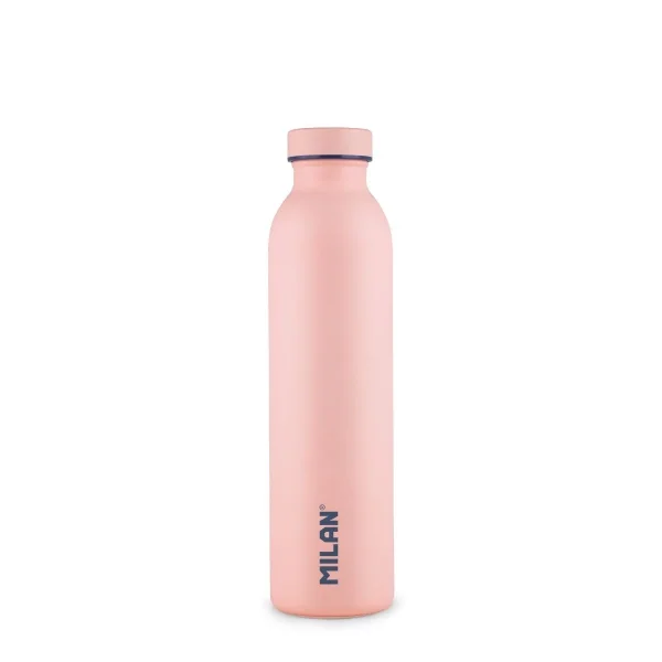 Milan Coleccion 430 Botella Isotermica 0.59L - Doble Pared de Acero Inoxidable - Liquidos Calientes hasta 12h, Frios hasta 24h - Color Rosa