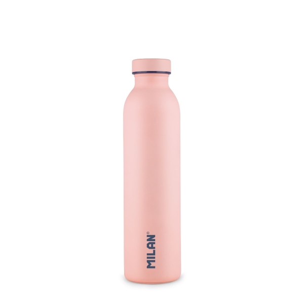Milan Coleccion 430 Botella Isotermica 0.59L - Doble Pared de Acero Inoxidable - Liquidos Calientes hasta 12h, Frios hasta 24h - Color Rosa