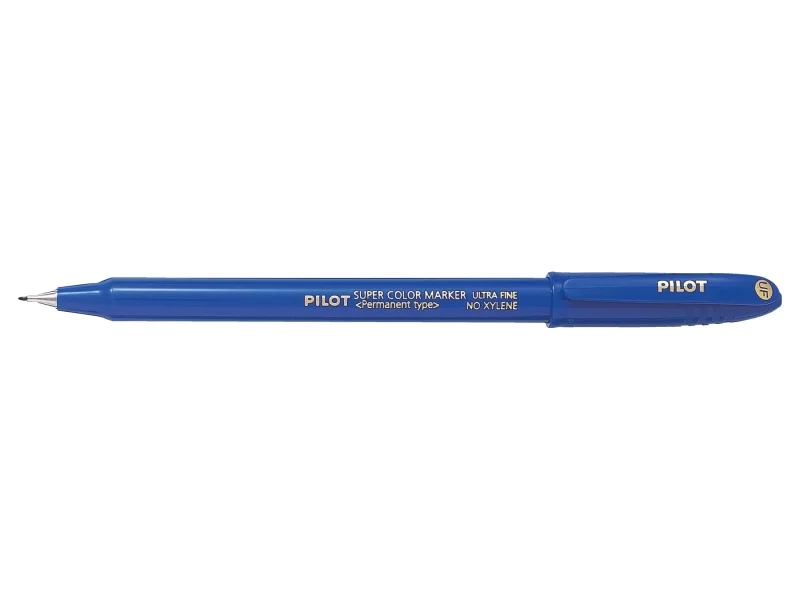 Pilot Super Color Rotulador Permanente Ultra Fino - Punta de Poliacetal 1mm - Libre de Xileno - Color Azul · Pack de 12 uds.