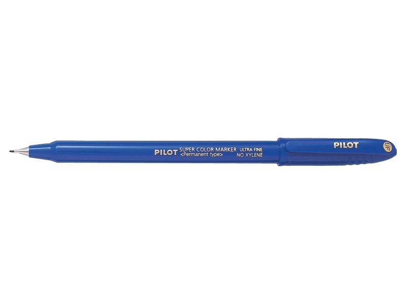 Pilot Super Color Rotulador Permanente Ultra Fino - Punta de Poliacetal 1mm - Libre de Xileno - Color Azul · Pack de 12 uds.