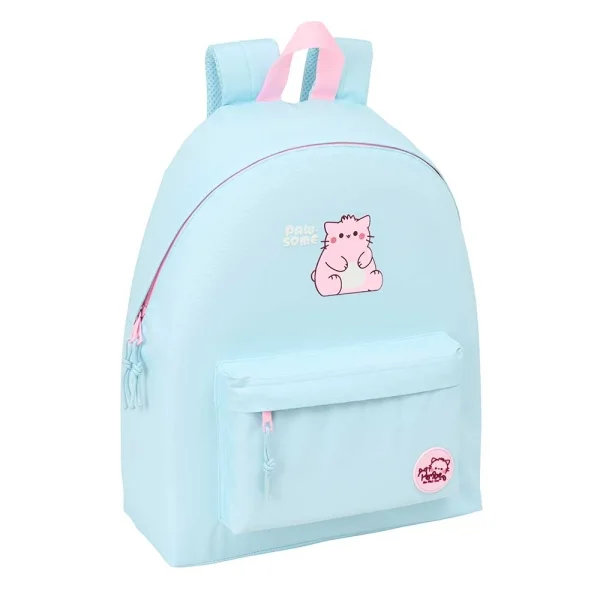 Safta Pembe The Pink Cat Mochila - Bolsillo Frontal - Hombreras Acolchadas - Doble Tirador en Cremallera - Asa Superior - 20.80L - 330x150x420mm - Color Azul Claro