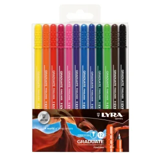 Lyra Graduate Pack de 12 Fineliners Rotulador de Punta Sintetica - Punta Fina - Colores Surtidos