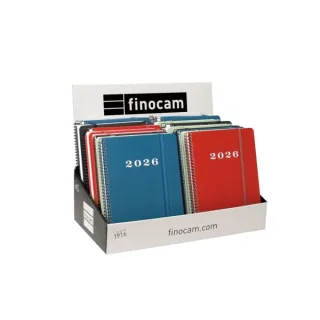 Finocam My Expositor con 16 Agendas de Espiral Surtidas en Catalan - Anual 2026 - Tapa Dura Antirayaduras - Color Surtidos