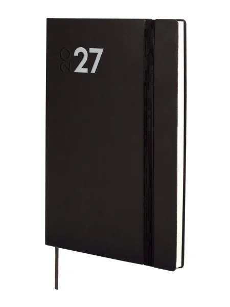 Finocam Dynamic Mara Agenda Profesional en Catalan - Anual 2027 - Semana Vista Horizontal - 140x204mm - Goma Elastica - Tapa Blanda de PU - Esquinas Microperforadas - Papel de 80g/m2 - Color Negro