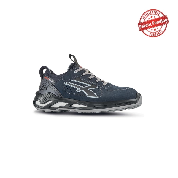 Upower Mason S ESD Calzado de Seguridad Bajos - Talla 35 - Piel Afelpada Perforada, Puntera de Aluminio, Suela Antideslizante, Proteccion S1PS FO SR, Antiarrugas, Collarin Lycra - Color Azul Marino