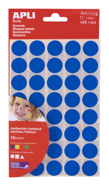 Apli Bolsa de 468 Gomets Formas Geometricas - Adhesivo Permanente - Libres de Disolventes - Ideales para Escuelas Infantiles - Papeles ECF - Colores, Formas y Tamaños Surtidos