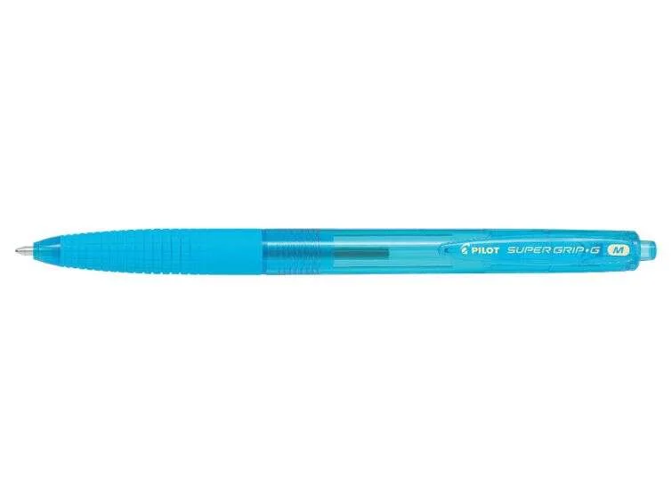 Pilot Boligrafo de Bola Retractil SuperGrip G - Punta Redonda 1.0mm - Trazo 0.4mm - Tinta de Aceite - Grip Ergonomico - Color Turquesa · Pack de 12 uds.