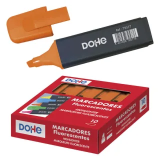 Dohe Marcadores Fluorescentes - Punta Biselada de 1-5mm - Clip en la Capucha - Apto para Todo Tipo de Papel - Color Naranja · Pack de 10 uds.