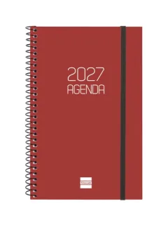 Finocam Espiral Basics Opaque Agenda - Anual 2027 - Semana Vista Horizontal - Formato E5 - 117x181mm - Espiral - Tapa de Polipropileno - Esquinas Microperforadas - Papel de 80g/m2 - Color Bu