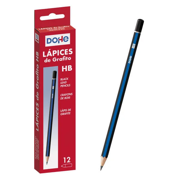 Dohe Lapices de grafito Hexagonales - Mina de 2,0mm - Madera Roja de Alta Calidad - graduacion Hb - Encolados · Pack de 12 uds.