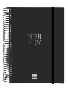 Finocam Espir Agenda Escolar 26/27 en Catalan - 1 Dia por Pagina - Formato E10 - 155x212mm - Tapas de Polipropileno - Papel de 70g/m2 - Espiral Metalica - Esquinas Microperforadas - Color Ne
