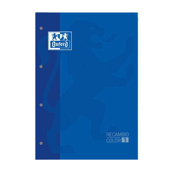 Oxford School Classic Recambio Encolado A4 80 Hojas Cuadricula 5x5 - Recuadro del Color de la Tapa - Tapa Color Azul Marino · Pack de 5 uds.