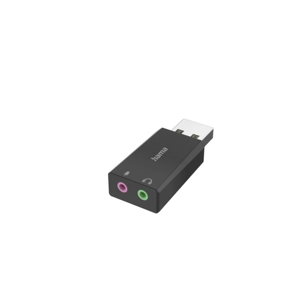 Hama Essential Adaptador de Audio - USB-A Macho - Jack 3.5 Hembra x2 - Estereo - Color Negro