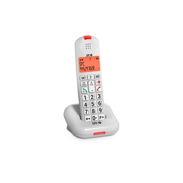 SPC Comfort Kairo Telefono Fijo Inalambrico DECT - Pantalla Iluminada - 5 Funciones Antispam - Teclas Grandes XL - Manos Libres - Color Blanco