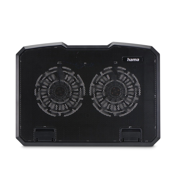 Hama Base de Refrigeracion para Portatil hasta 15.6" con 2 Ventiladores de 12.5cm - Silencioso - Cable 50cm - USB-A - Luz LED - Altura Ajustable - Antideslizante - 37x27x3cm - Color Negro