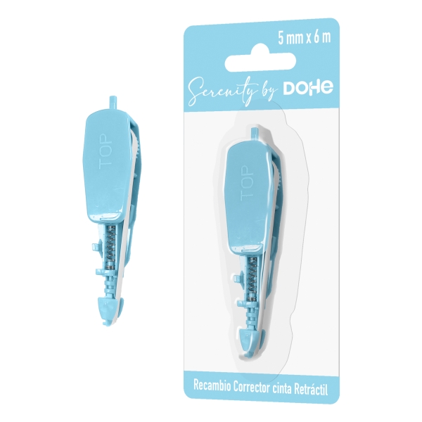 Dohe Serenity Recambio de Cinta Correctora - 5mm x 6m - Retractil - Color Azul · Pack de 10 uds.