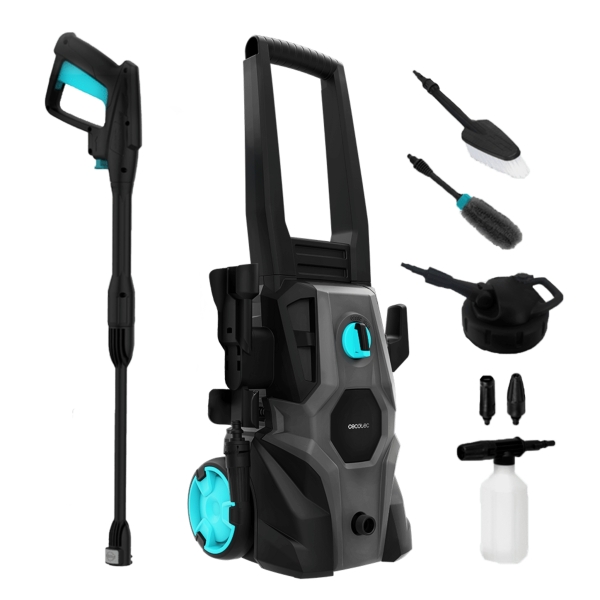 Cecotec HydroBoost 1600 Car and Garden Hidrolimpiadora - 1400W - Presion 135bar - Caudal 468l/h - Botella de Jabon - Bomba de Aluminio - Facil Transporte - Accesorios Surtidos - Color Negro
