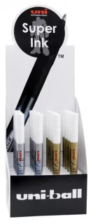 Uni-ball PX-203 Paint Marker Expositor de 16 Marcadores de Pintura - Punta Acrilica 1mm - Permanente en Todas las Superficies - Resistente a Luz y Agua - Colores Oro y Plata · Pack de 16 uds