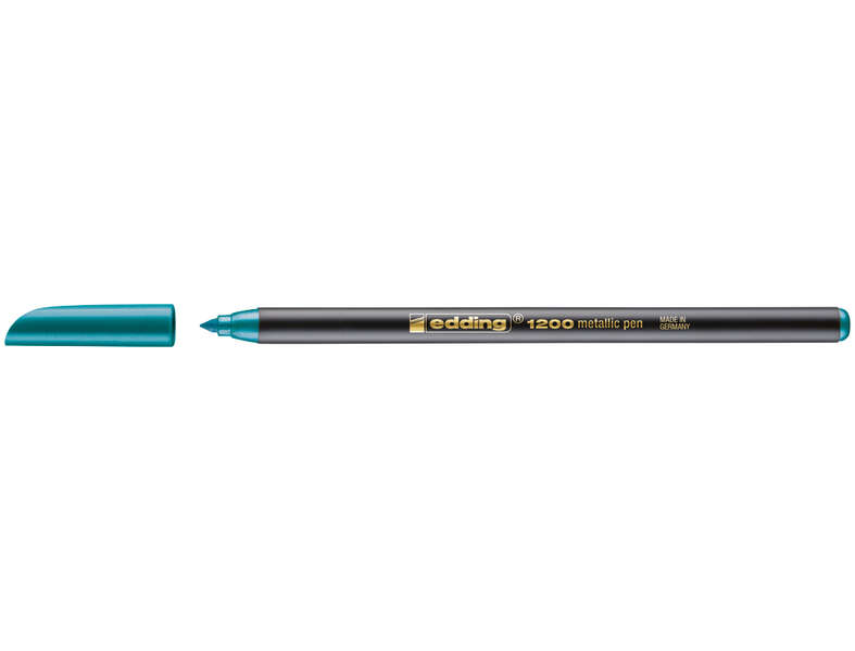 Edding 1200 Rotulador - Punta Redonda - Trazo 1mm - Tinta con Base de Agua - Color Verde Metalizado · Pack de 10 uds.