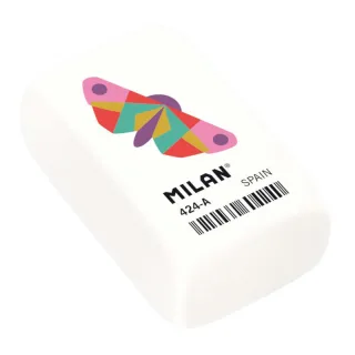 Milan 424A Goma de Borrar Rectangular - Miga de Pan - Caucho Sintetico - Color Blanco - Dibujos Geometricos de Animales Surtidos · Pack de 24 uds.