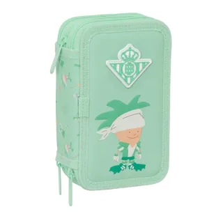 Safta Real Betis Balompie Preescolar Plumier de 3 Pisos - 37 Piezas - Goma - Lapiz - 2 Boligrafos - Sacapuntas - 2 Reglas - 16 Colores - 14 Rotuladores - 12.5x19.5x5.5cm - Color Verde