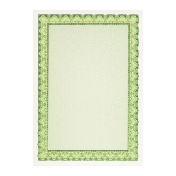 Apli Pack de 70 Hojas de Papel Certificado - Diseño de Concha - 115gr - Compatible con Impresoras Inkjet, Laser y Fotocopiadoras - Color Verde Esmeralda