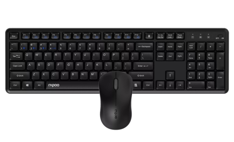 Rapoo 8150M Silent Pack Teclado + Raton Inalambricos - Bluetooth y 2.4GHz - Raton 1300 DPI - Autonomia hasta 12 Meses - Color Negro