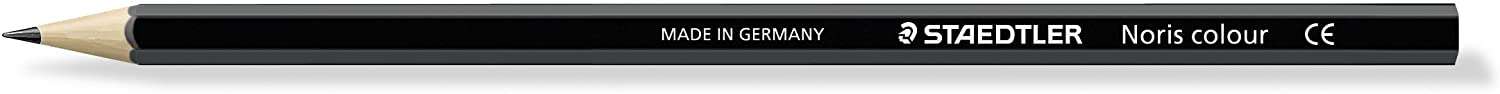 Staedtler Noris Colour 185 Lapiz Hexagonal de Color - Resistencia a la Rotura - Material Wopex - Color Negro · Pack de 12 uds.
