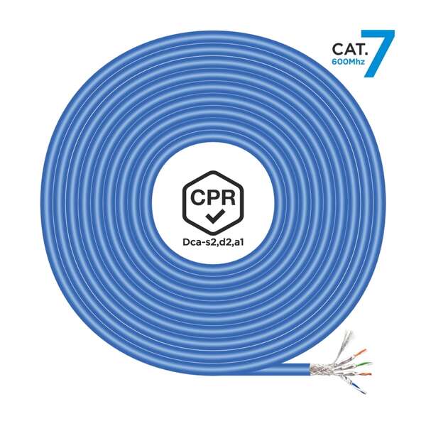 Aisens Bobina de Cable de Red RJ45 LSZH CPR Dca CAT.7 600 MHZ S/FTP AWG23 - 500M - Color Azul