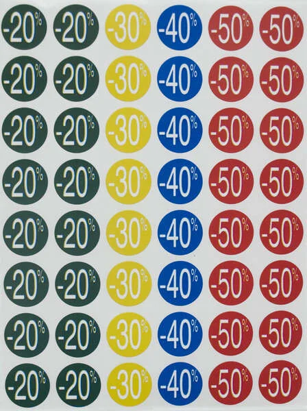 Apli Etiquetas de Descuento -20%/-50% Ø 24mm 5 Hojas