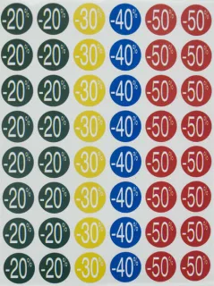 Apli Etiquetas de Descuento -20%/-50% Ø 24mm 5 Hojas
