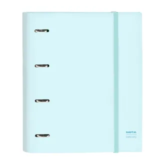Safta Carpeta con 4 Anillas 35mm - Tapas Duras Forradas - Recambio 100 Hojas 80g/m2 - Cierre Elastico - Separadores Incluidos - 270x35x320mm - Color Azul Claro