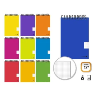 Golden Cuaderno Espiral Apaisado 80 Hojas 60grs Cuadricula 4x4 - Tamaño 12º - Colores Surtidos · Pack de 10 uds.