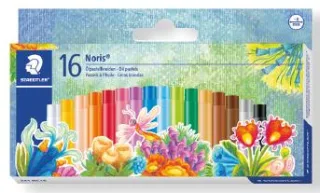 Staedtler Noris 241 Pack de 16 Ceras Blandas - Diametro 8mm - Resistencia a la Rotura - Colores Surtidos