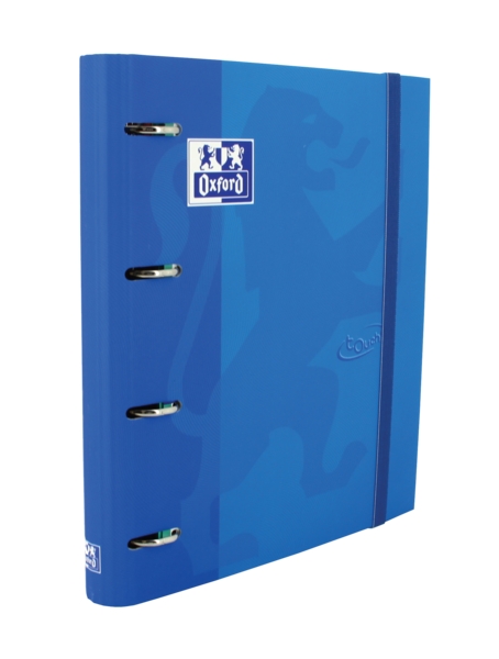 Oxford Touch A4+ Europeanbinder - Tapa Extradura Resistente - Lomo de 45mm - Anillas 4Dx35mm - Incluye Recambio 5x5 - Color Denim · Pack de 4 uds.