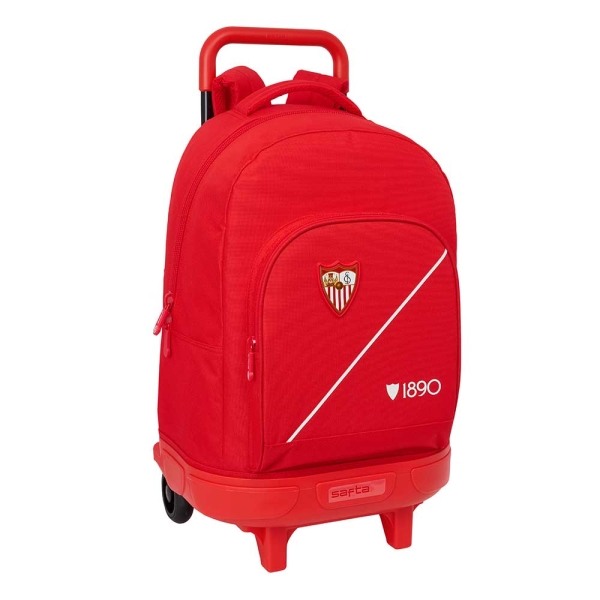 Safta Sevilla FC Mochila con Carro - Extraible - 33L - Portabotellas - Tarjeta de Identificacion Personal - Cremallera con Doble Tirador - Asa de Mano - Bolsillo Frontal - 33x45x22cm - Color Rojo