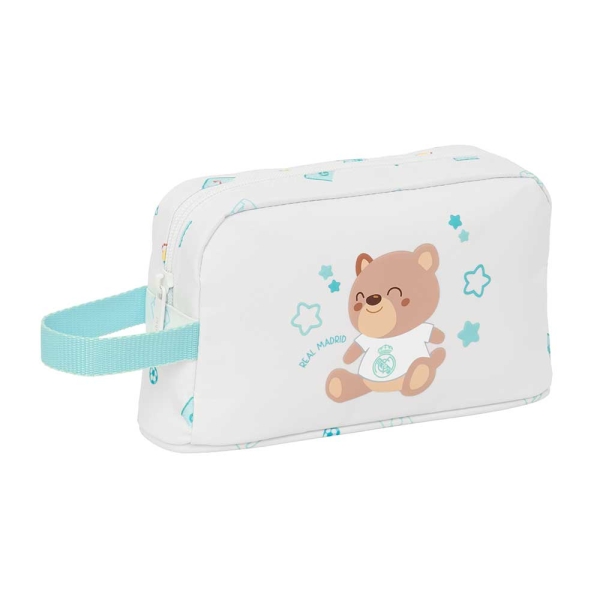 Safta Real Madrid Bolsa Preescolar Isotermica Porta Alimentos - Asa de Mano Lateral - Cremallera - 21.5x12x6.5cm - Color Blanco